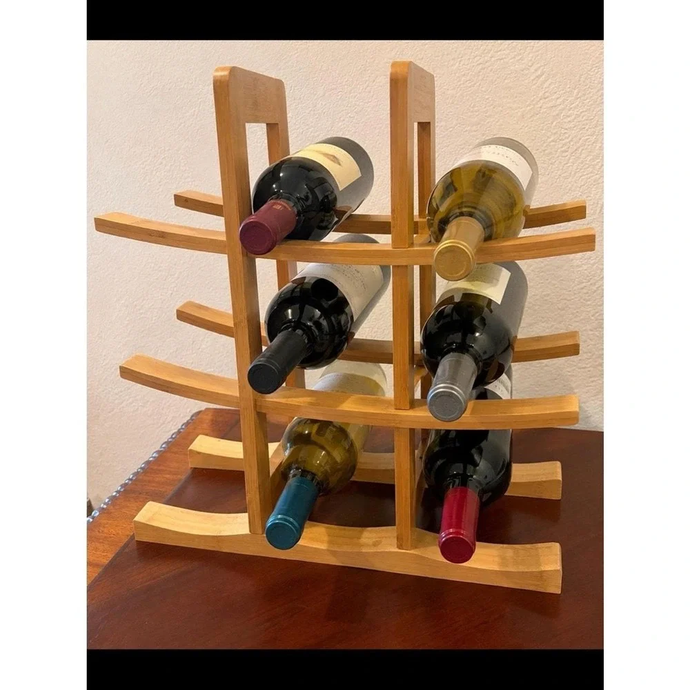 Source Unknown Light Wood Bamboo Wine Rack